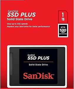 SSD Sandisk Plus, 1TB, Sata III 6GB/s, Leitura 535mb/s, Gravação 350mb/s